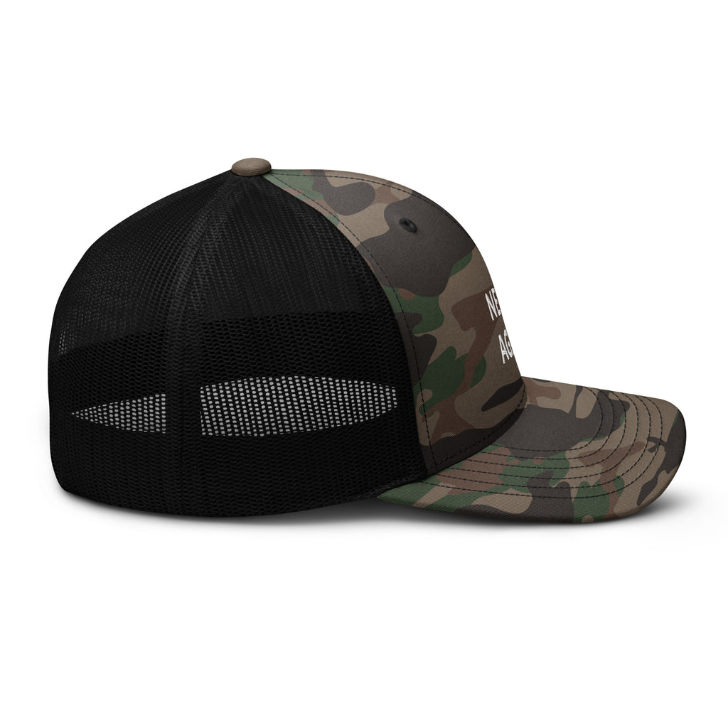 Never Again - Camouflage trucker hat