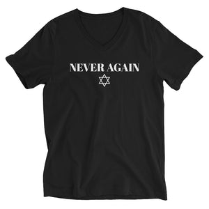 Never Again - Unisex Short Sleeve V-Neck T-Shirt